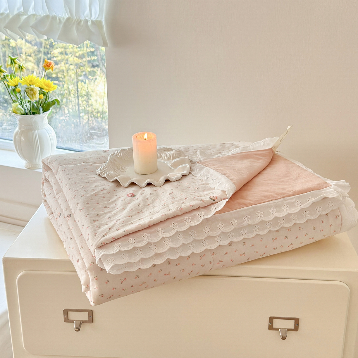 91家纺网 家纺一手货源 找家纺 摩时 2026春夏新款全棉棉麻夏被空调被单双人被子棉花被 花园草莓