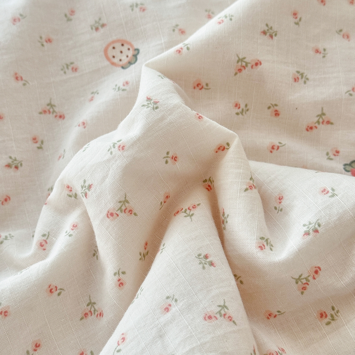 91家纺网 家纺一手货源 找家纺 摩时 2026春夏新款全棉棉麻夏被空调被单双人被子棉花被 花园草莓