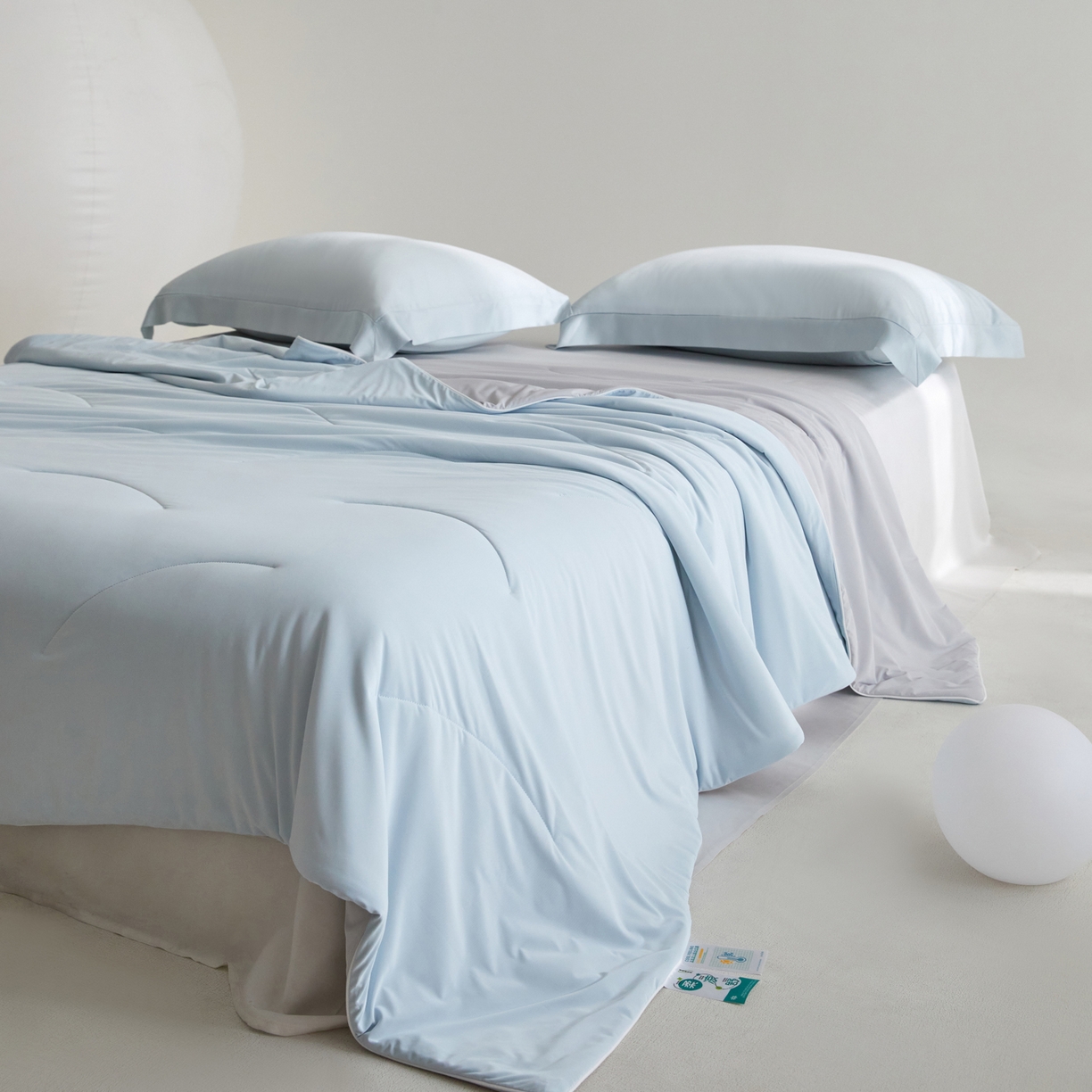 91家纺网 家纺一手货源 找家纺 A+爱家（纪梵茜） 2026新款李官奇大豆纤维被锦纶氨纶凉感丝夏凉被锦氨空调被芯 凉感丝-冰雾蓝