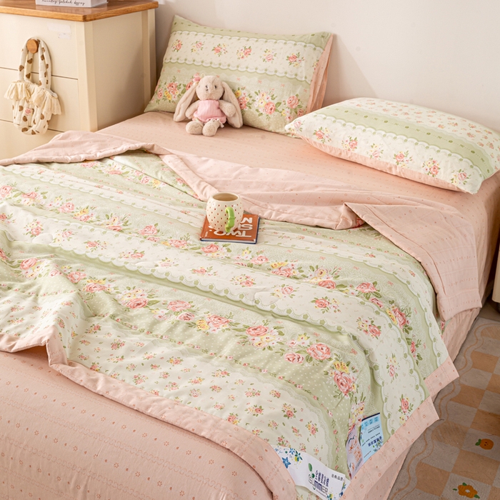 91家纺网 家纺一手货源 找家纺 红日子纺织品 2026新款里外全棉纯棉印花夏被夏凉被空调被 云边花漾