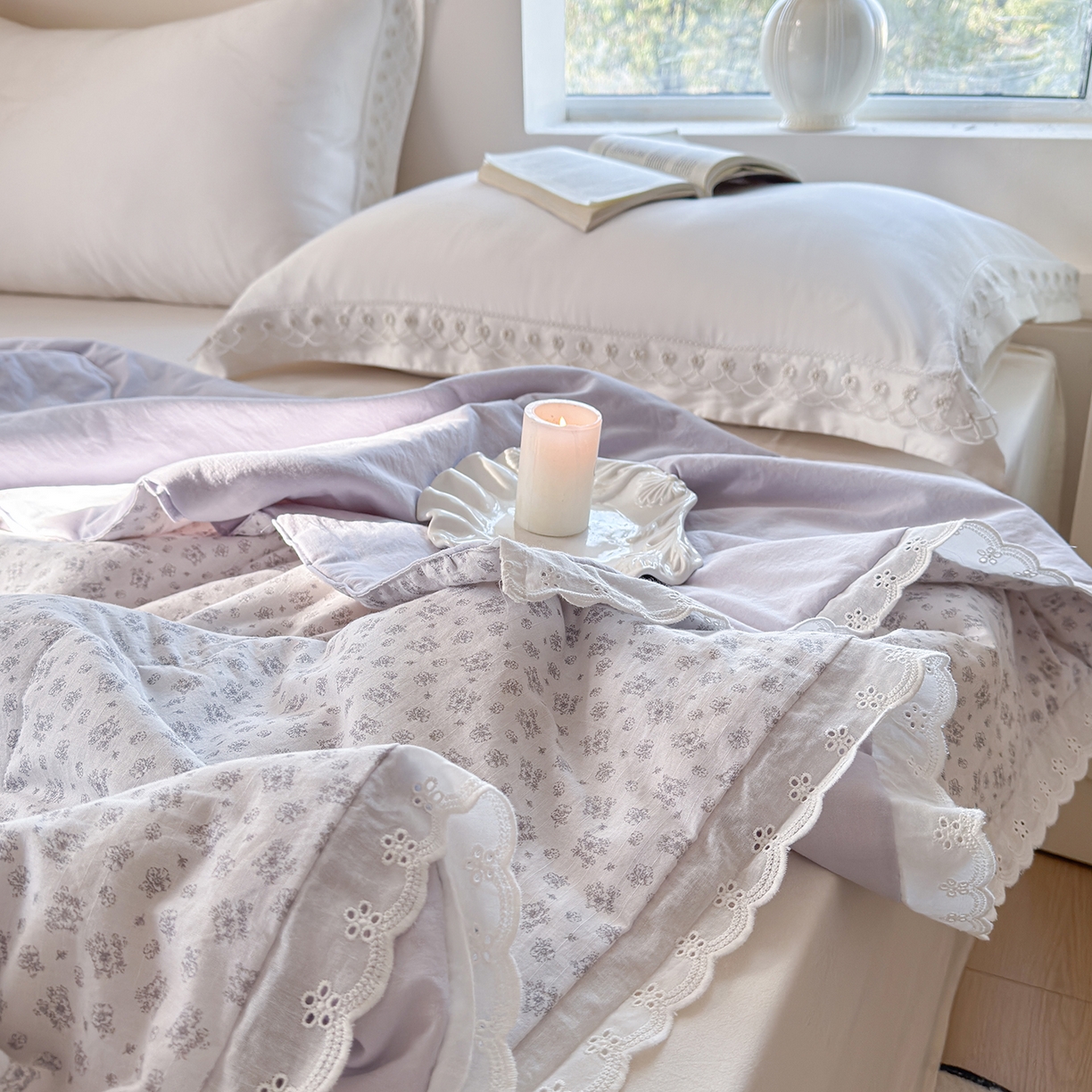 91家纺网 家纺一手货源 找家纺 摩时 2026春夏新款全棉棉麻夏被空调被单双人被子棉花被 花韵