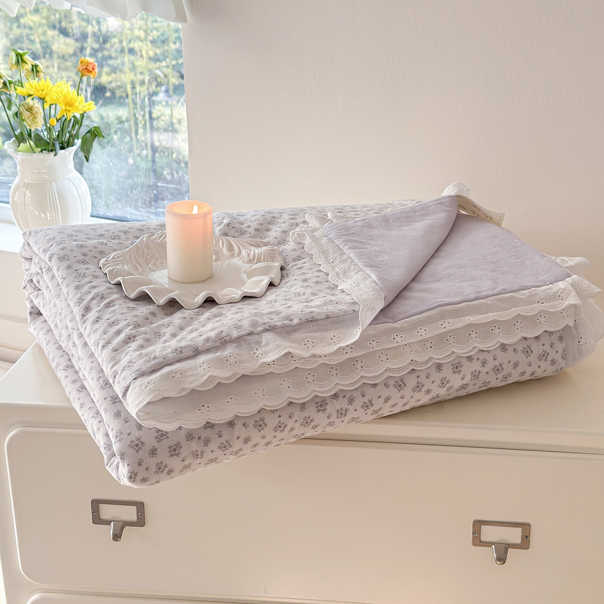 91家纺网 家纺一手货源 找家纺 摩时 2026春夏新款全棉棉麻夏被空调被单双人被子棉花被 花韵