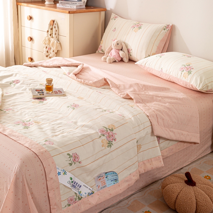 91家纺网 家纺一手货源 找家纺 红日子纺织品 2026新款里外全棉纯棉印花夏被夏凉被空调被 芸雅花开