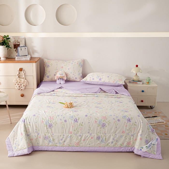 91家纺网 家纺一手货源 找家纺 红日子纺织品 2026新款里外全棉纯棉印花夏被夏凉被空调被 知意花蔓