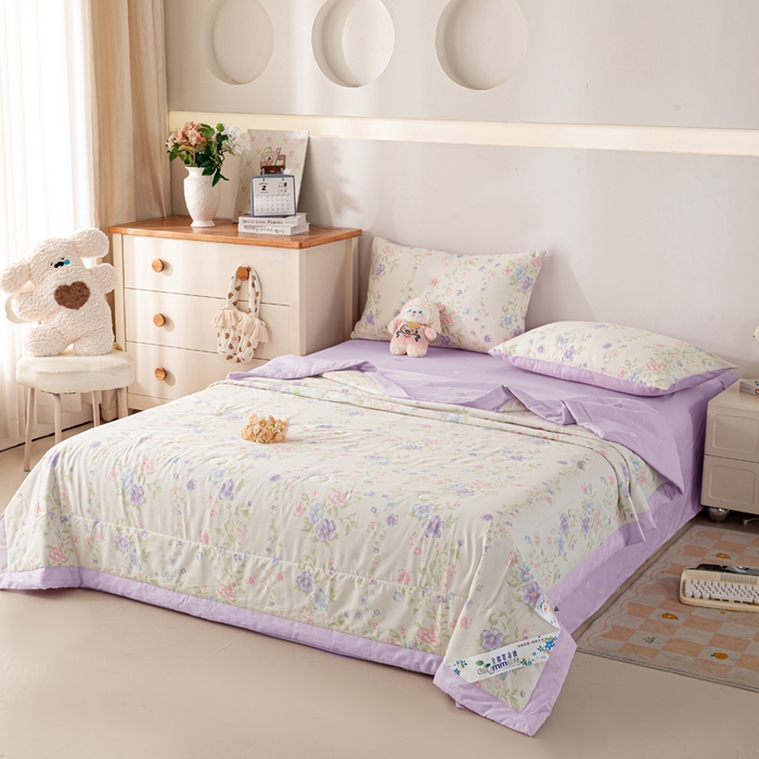 91家纺网 家纺一手货源 找家纺 红日子纺织品 2026新款里外全棉纯棉印花夏被夏凉被空调被 知意花蔓