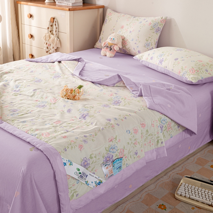 91家纺网 家纺一手货源 找家纺 红日子纺织品 2026新款里外全棉纯棉印花夏被夏凉被空调被 知意花蔓