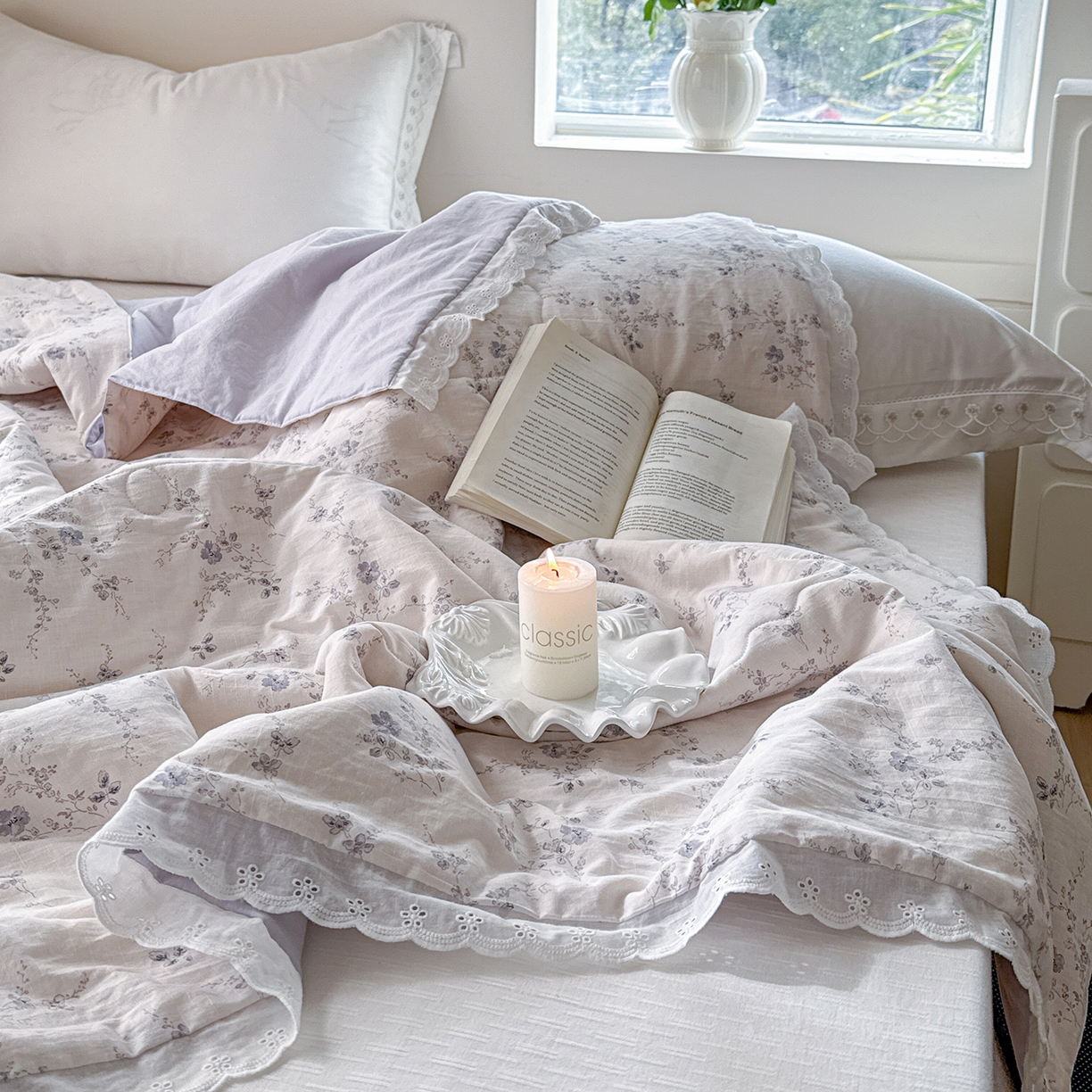 91家纺网 家纺一手货源 找家纺 摩时 2026春夏新款全棉棉麻夏被空调被单双人被子棉花被 静若幽兰