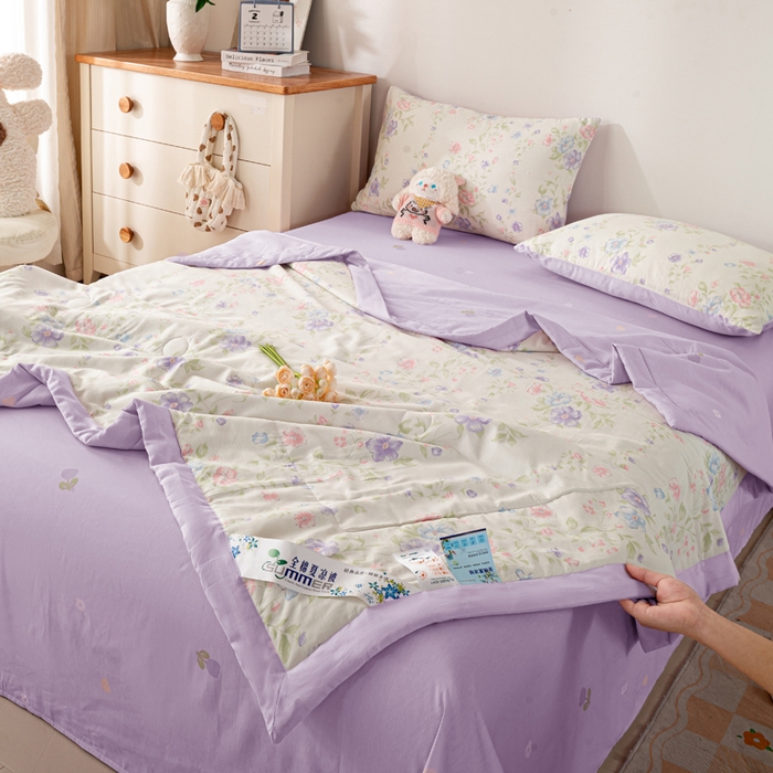 91家纺网 家纺一手货源 找家纺 红日子纺织品 2026新款里外全棉纯棉印花夏被夏凉被空调被 知意花蔓