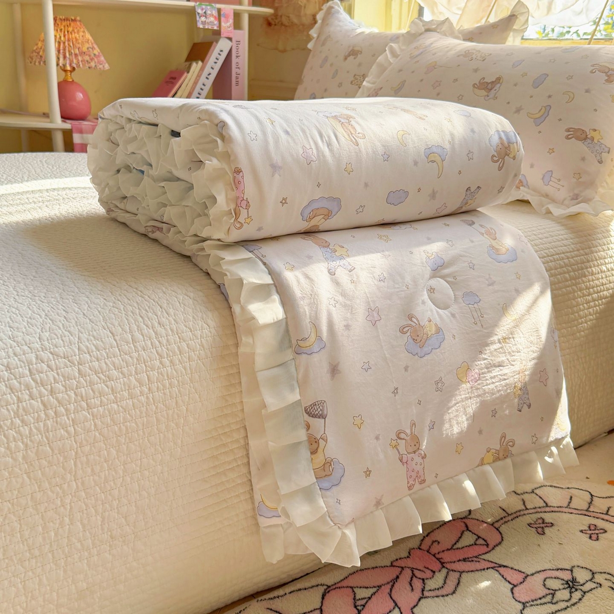 91家纺网 家纺一手货源 找家纺 （总）孑寐家纺 2026新款韩版水洗棉花边夏被被子被芯