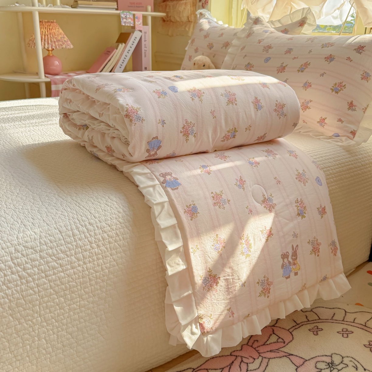 91家纺网 家纺一手货源 找家纺 （总）孑寐家纺 2026新款韩版水洗棉花边夏被被子被芯