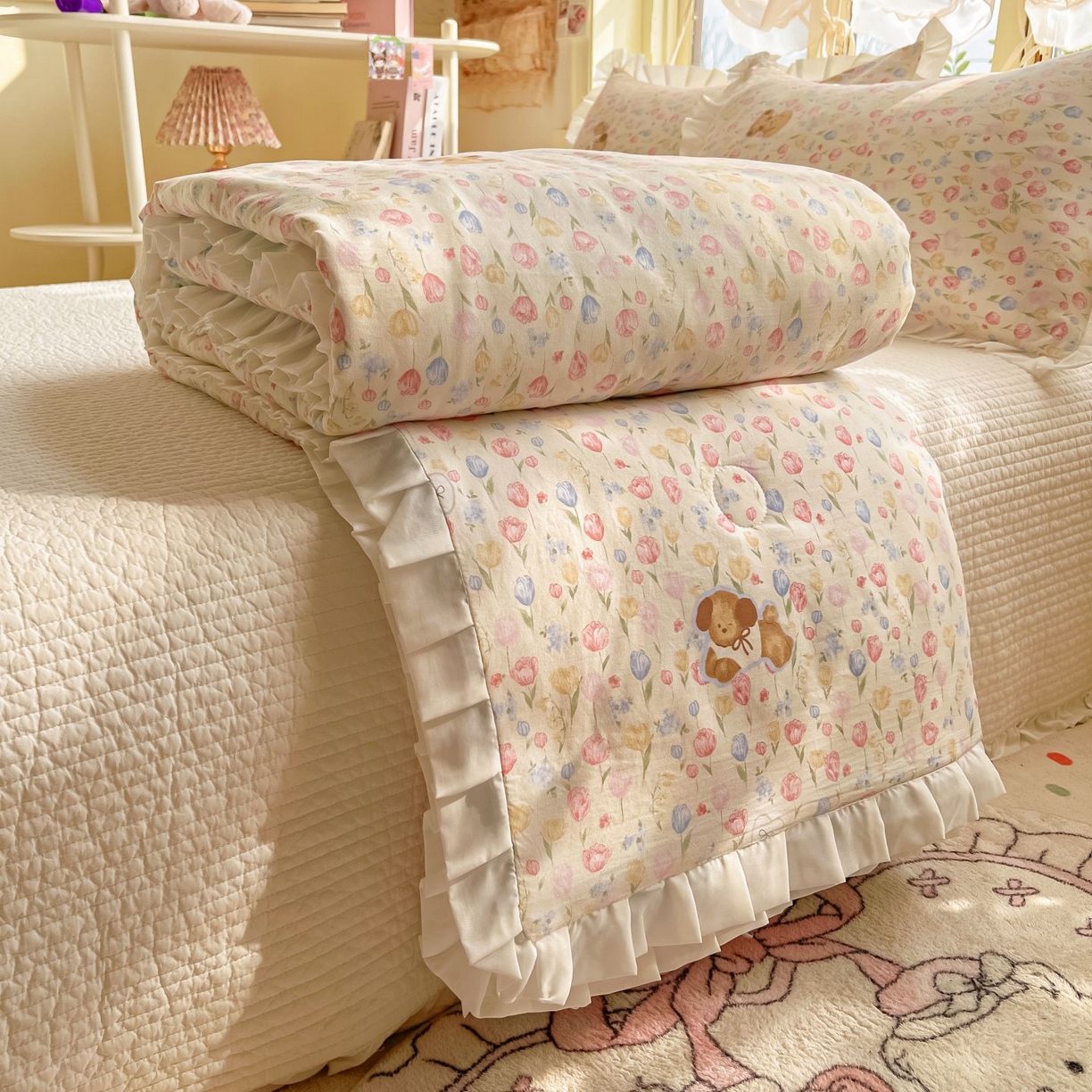 91家纺网 家纺一手货源 找家纺 （总）孑寐家纺 2026新款韩版水洗棉花边夏被被子被芯