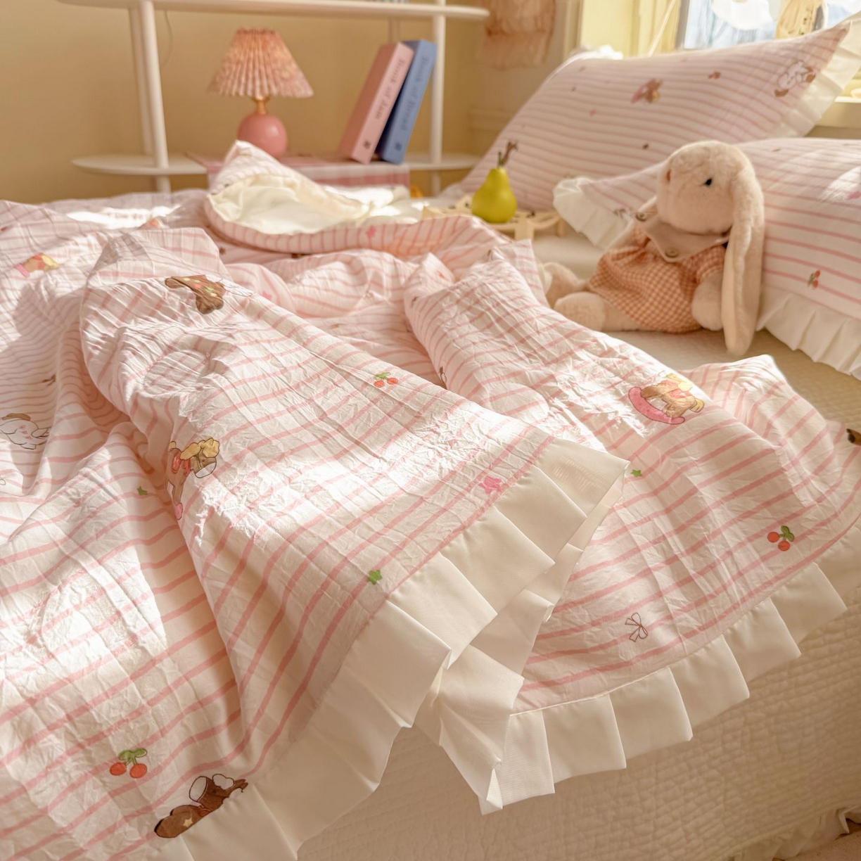 91家纺网 家纺一手货源 找家纺 （总）孑寐家纺 2026新款韩版水洗棉花边夏被被子被芯