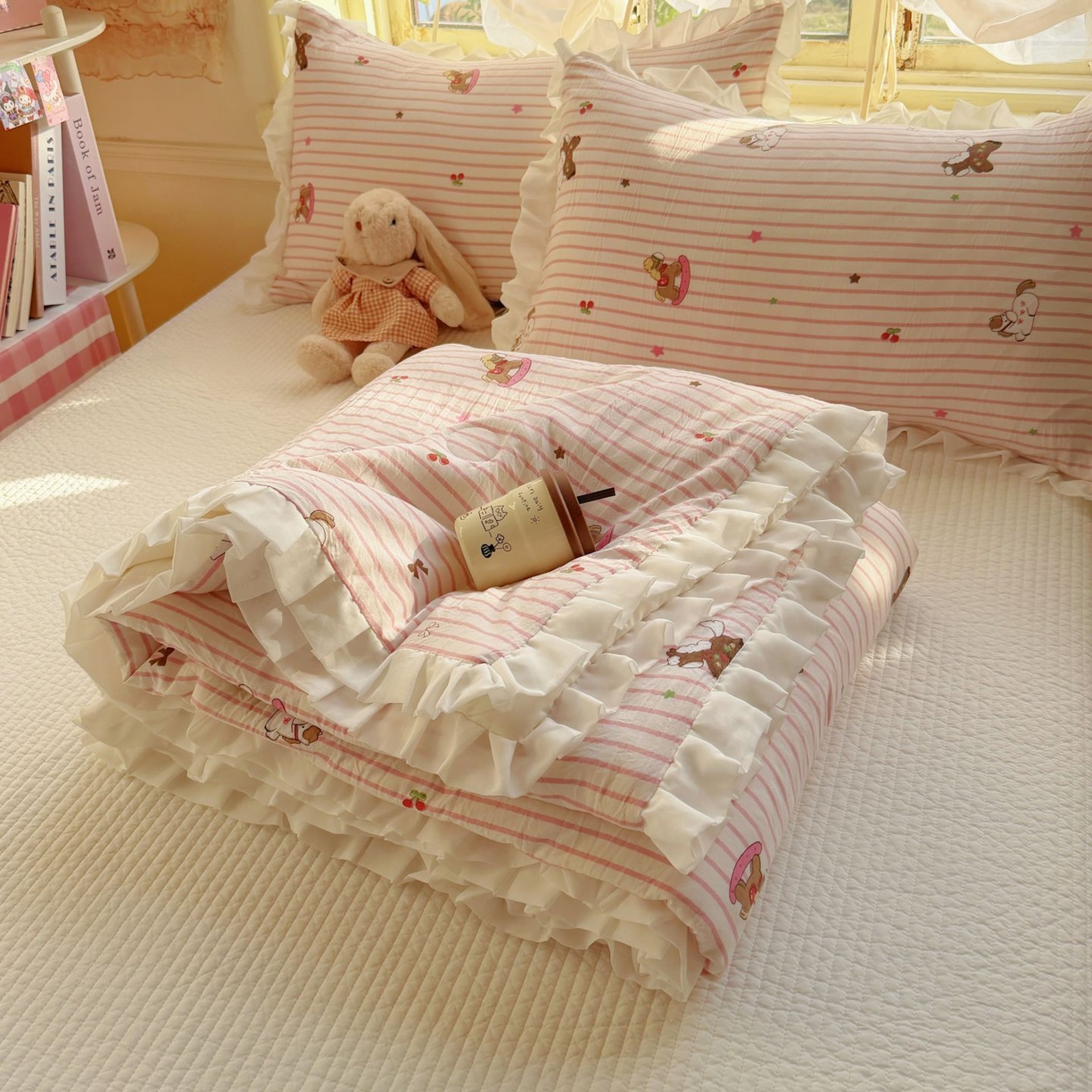 91家纺网 家纺一手货源 找家纺 （总）孑寐家纺 2026新款韩版水洗棉花边夏被被子被芯