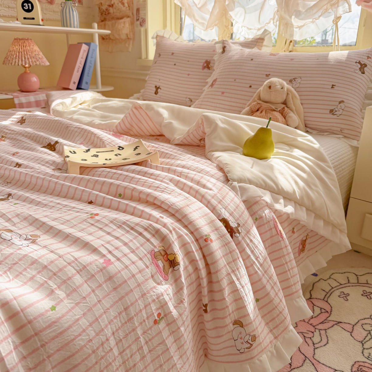 91家纺网 家纺一手货源 找家纺 （总）孑寐家纺 2026新款韩版水洗棉花边夏被被子被芯