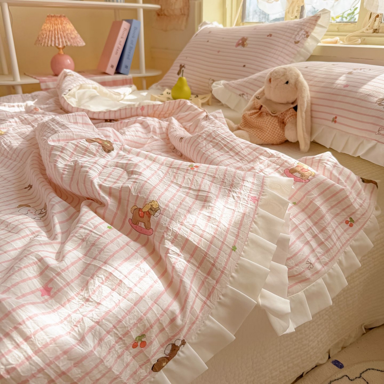 91家纺网 家纺一手货源 找家纺 （总）孑寐家纺 2026新款韩版水洗棉花边夏被被子被芯