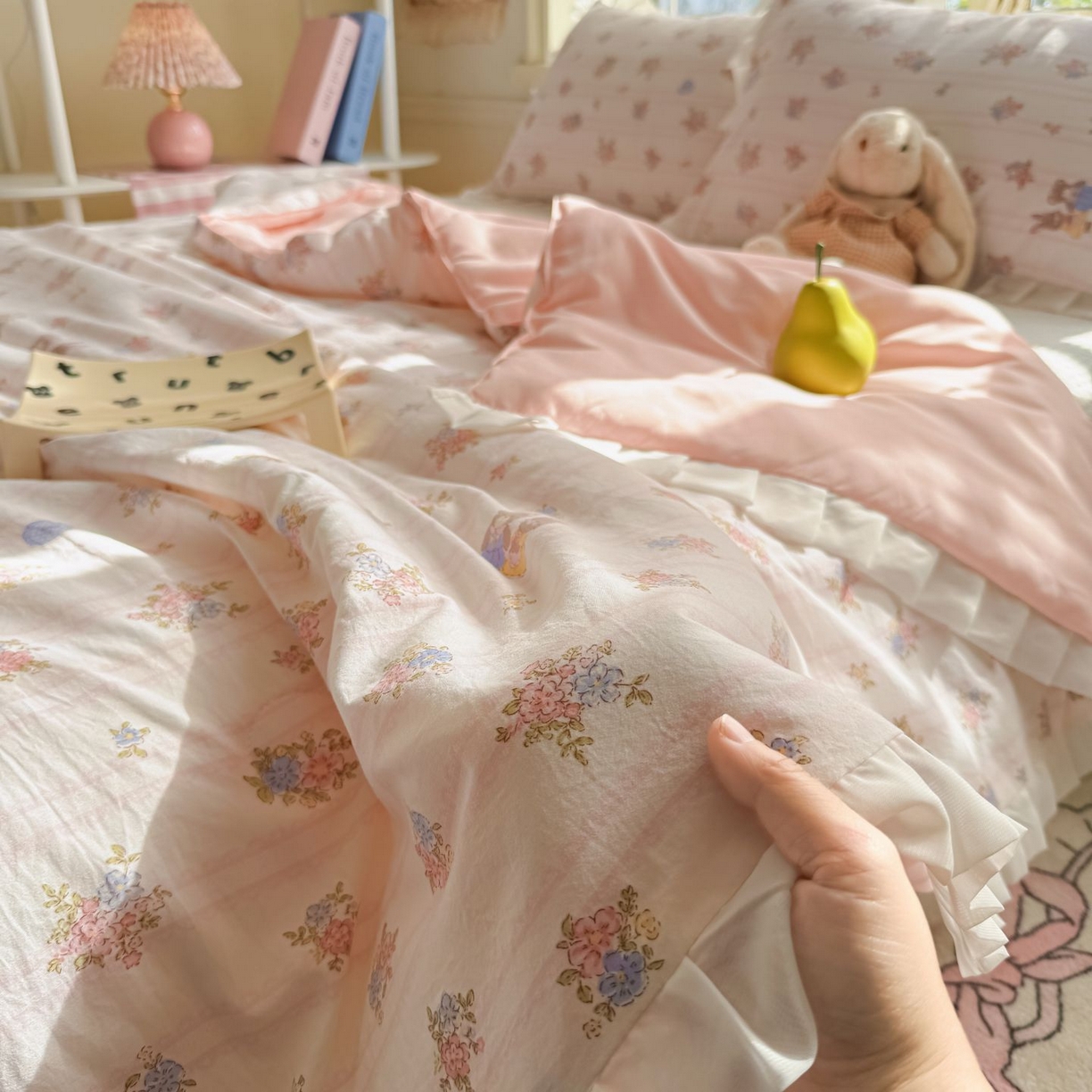 91家纺网 家纺一手货源 找家纺 孑寐家纺 2026新款韩版水洗棉花边夏被被子被芯 萌主花园