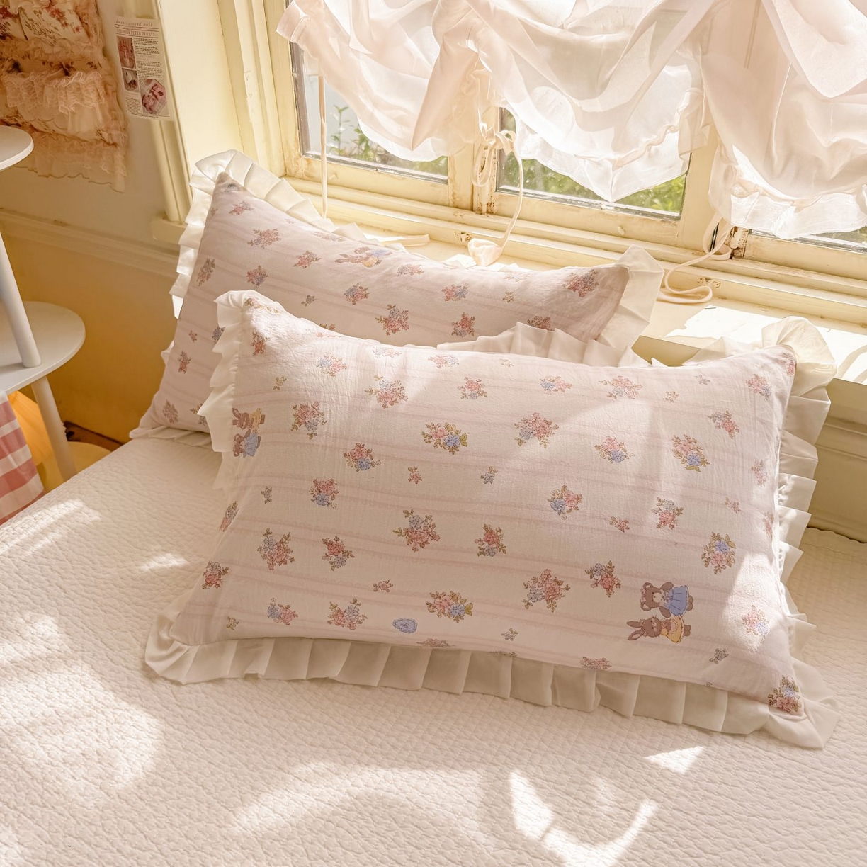 91家纺网 家纺一手货源 找家纺 孑寐家纺 2026新款韩版水洗棉花边夏被被子被芯 萌主花园