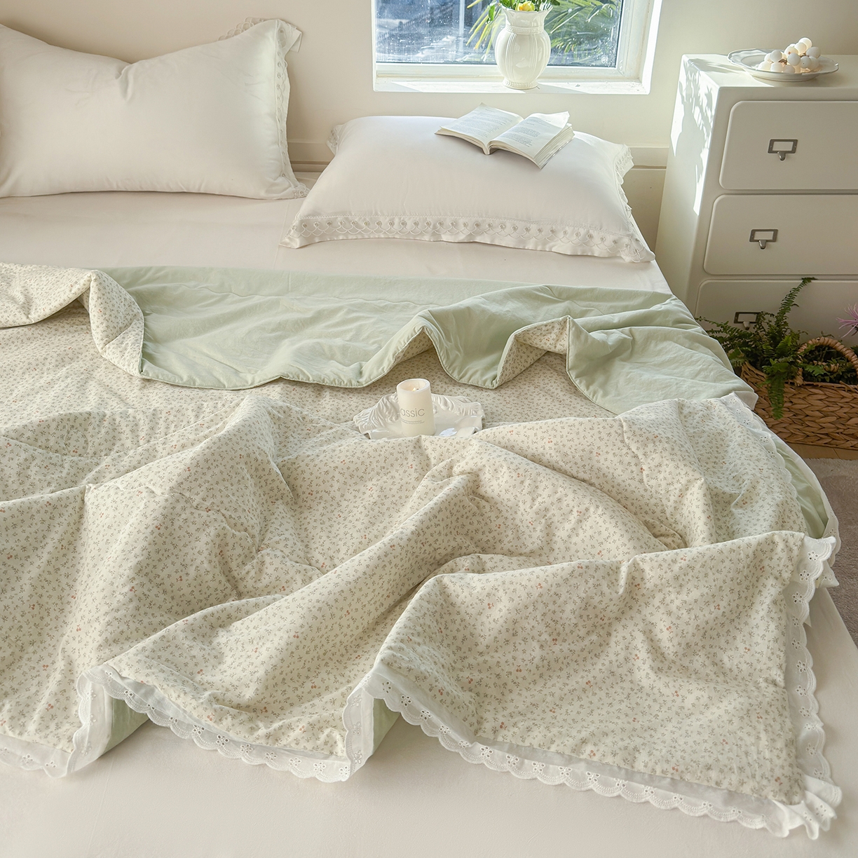 91家纺网 家纺一手货源 找家纺 摩时 2026春夏新款全棉棉麻夏被空调被单双人被子棉花被 樱桃花语