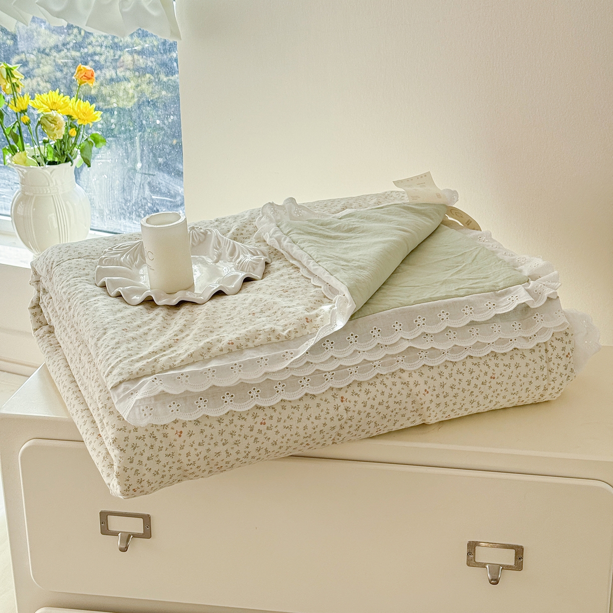 91家纺网 家纺一手货源 找家纺 摩时 2026春夏新款全棉棉麻夏被空调被单双人被子棉花被 樱桃花语