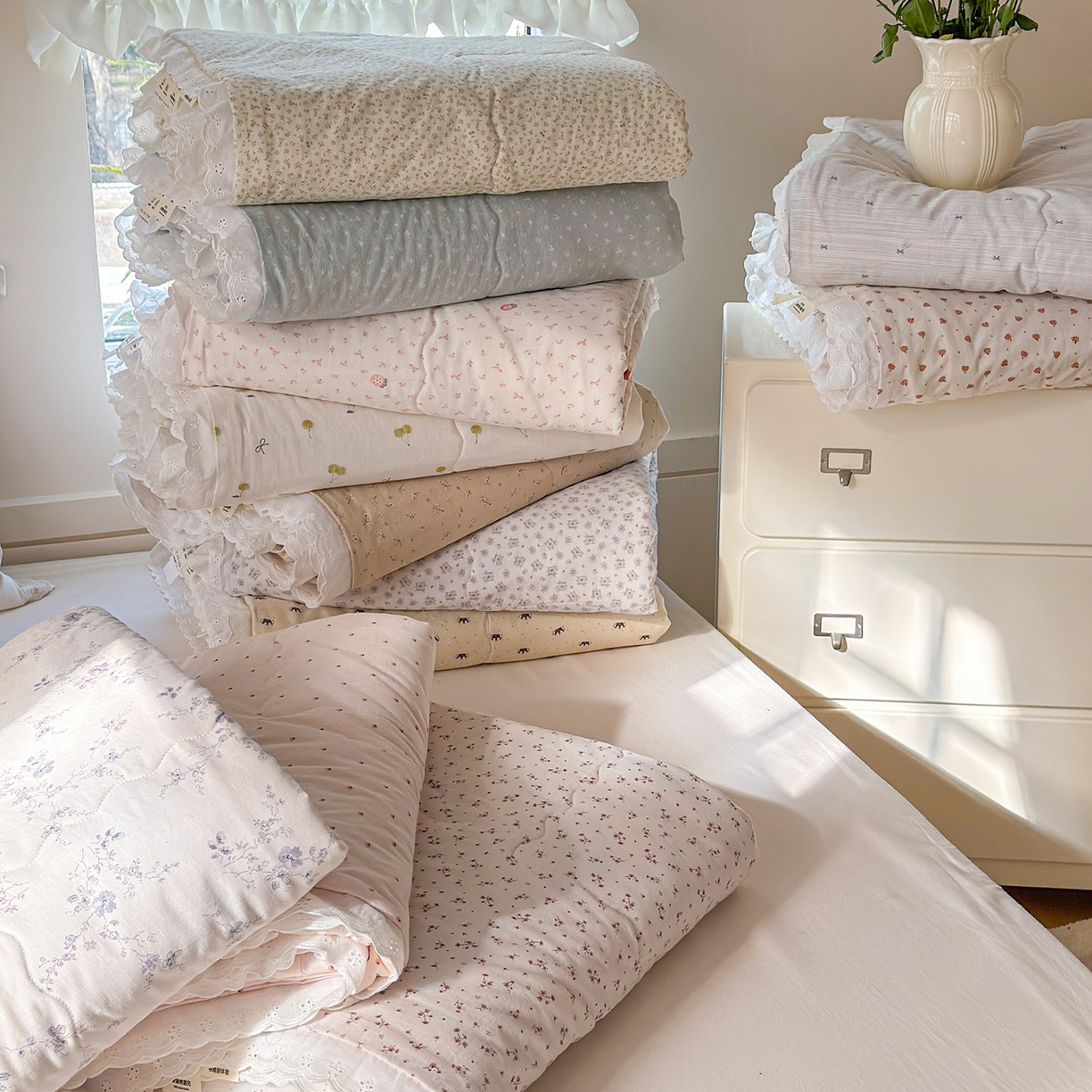 摩时 2026春夏新款全棉棉麻夏被空调被单双人被子棉花被 组合图仅做展示不可下单