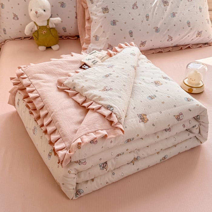 91家纺网 家纺一手货源 找家纺 （总）丽美人家纺 2026新款皱皱纱花边夏被被夏凉被空调被