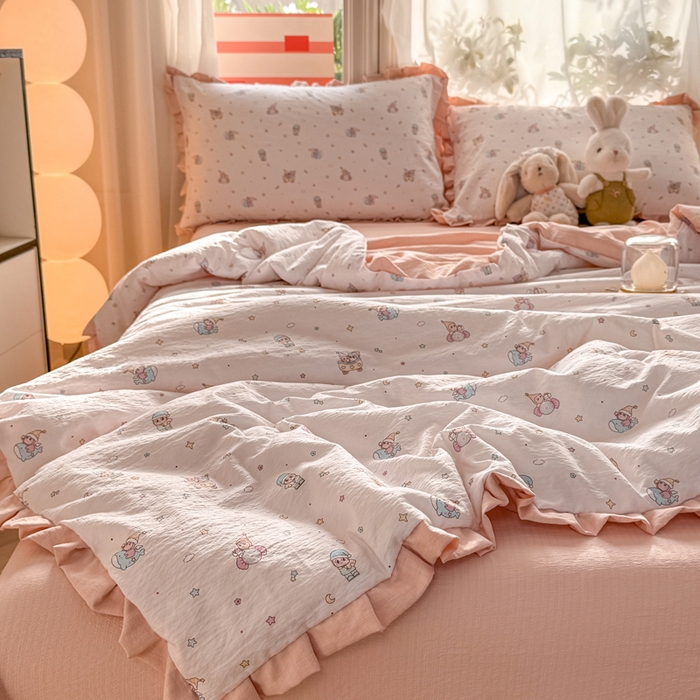 91家纺网 家纺一手货源 找家纺 （总）丽美人家纺 2026新款皱皱纱花边夏被被夏凉被空调被