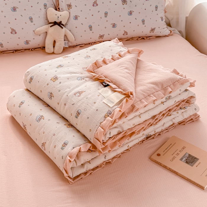 91家纺网 家纺一手货源 找家纺 （总）丽美人家纺 2026新款皱皱纱花边夏被被夏凉被空调被