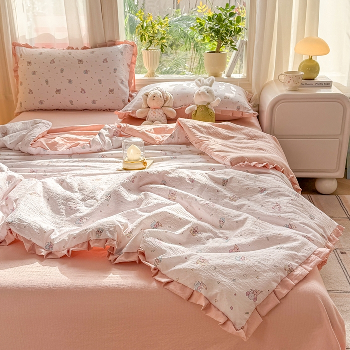 91家纺网 家纺一手货源 找家纺 （总）丽美人家纺 2026新款皱皱纱花边夏被被夏凉被空调被