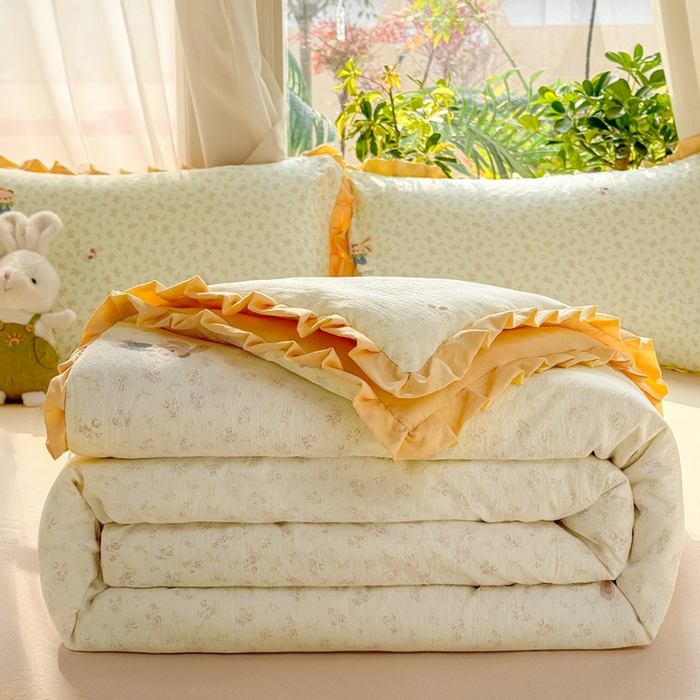 91家纺网 家纺一手货源 找家纺 丽美人家纺 2026新款皱皱纱花边夏被被夏凉被空调被 HB乐园