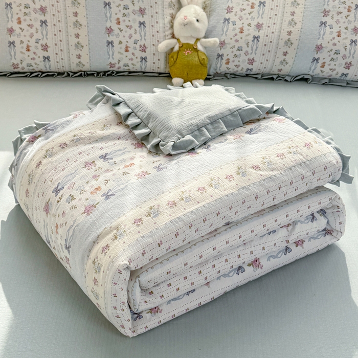 91家纺网 家纺一手货源 找家纺 丽美人家纺 2026新款皱皱纱花边夏被被夏凉被空调被 HB花漫蝴蝶