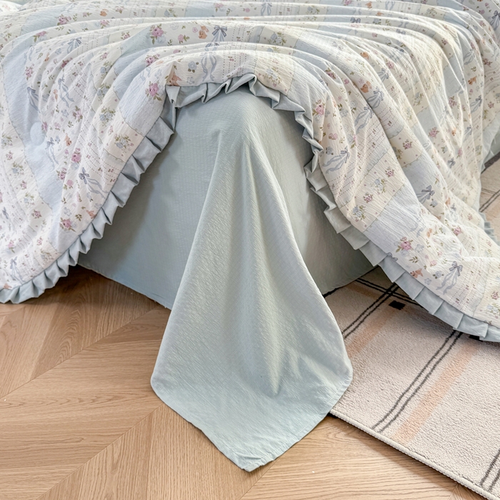 91家纺网 家纺一手货源 找家纺 丽美人家纺 2026新款皱皱纱花边夏被被夏凉被空调被 HB花漫蝴蝶