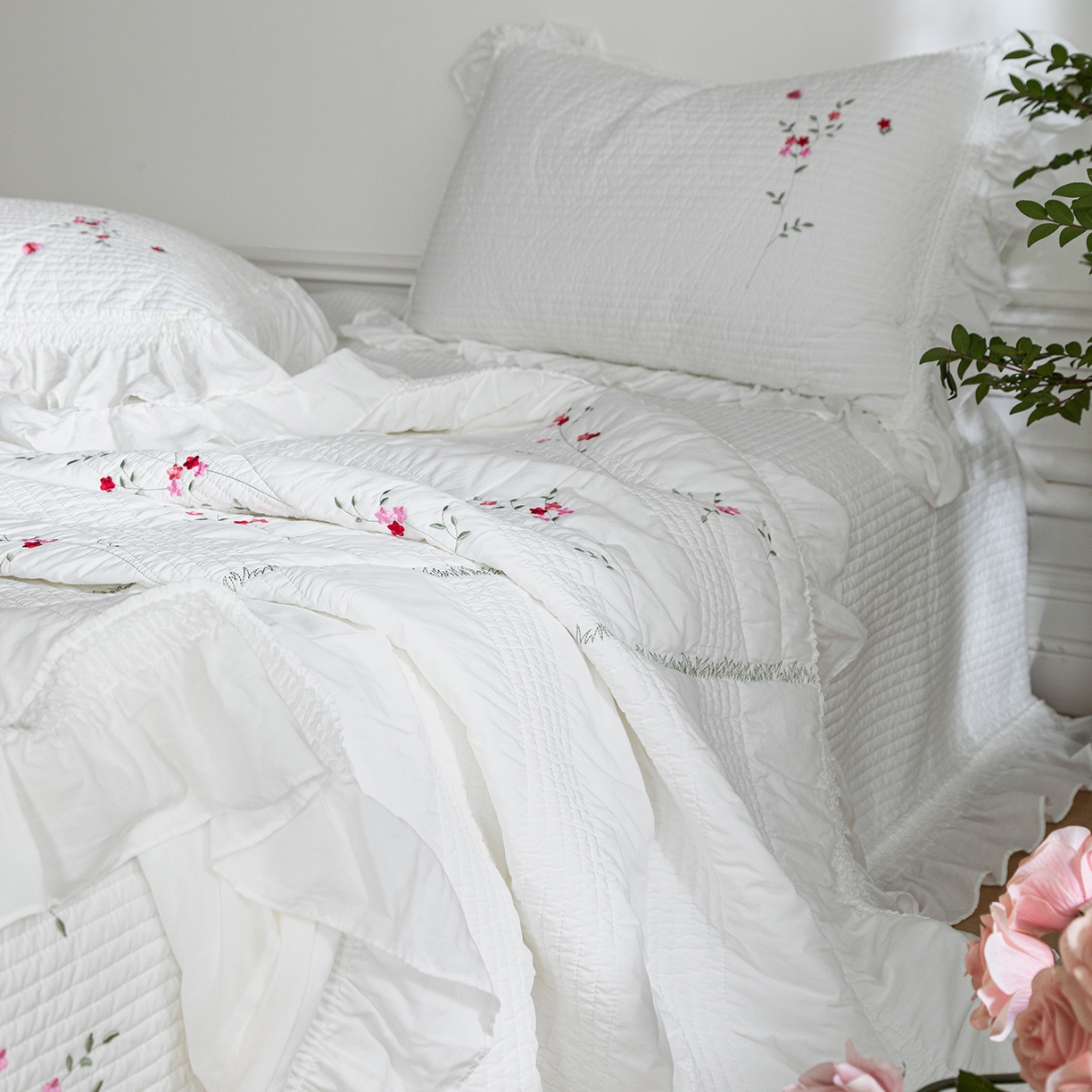 91家纺网 家纺一手货源 找家纺 （总）上喜 2026新款韩国细纱棉床盖三件套多功能夏被四件套