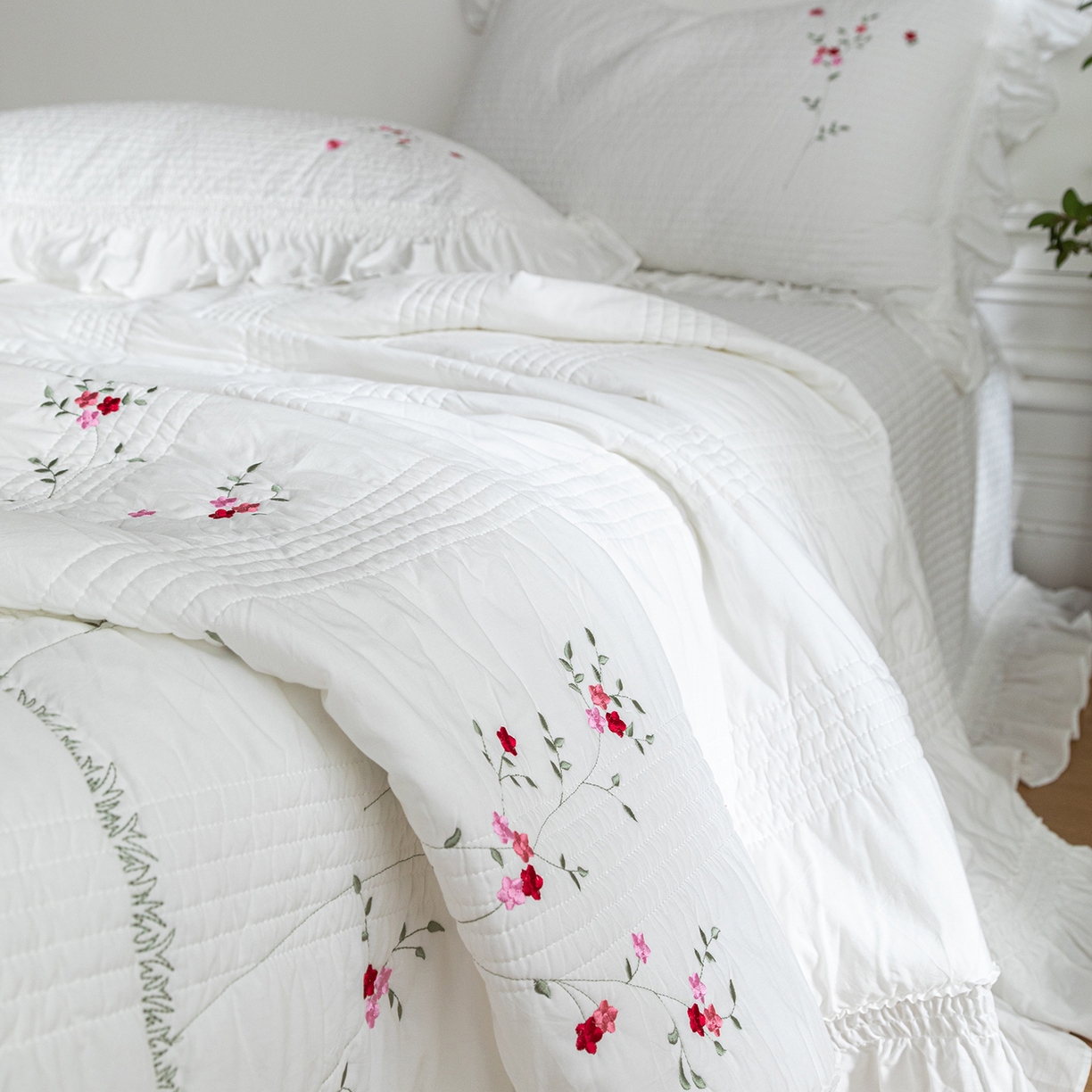 91家纺网 家纺一手货源 找家纺 （总）上喜 2026新款韩国细纱棉床盖三件套多功能夏被四件套