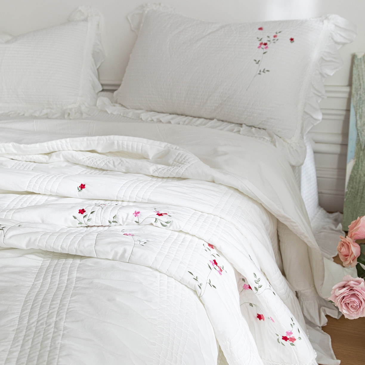 91家纺网 家纺一手货源 找家纺 （总）上喜 2026新款韩国细纱棉床盖三件套多功能夏被四件套