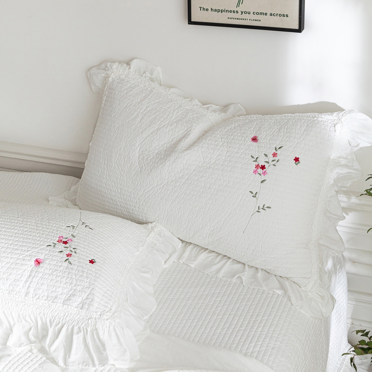 91家纺网 家纺一手货源 找家纺 上喜 2026新款韩国细纱棉床盖三件套多功能夏被四件套 纯白色