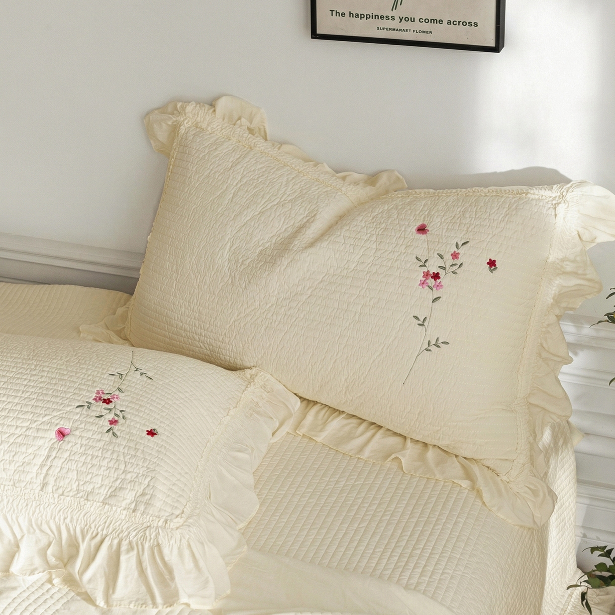 91家纺网 家纺一手货源 找家纺 上喜 2026新款韩国细纱棉床盖三件套多功能夏被四件套 浅黄色