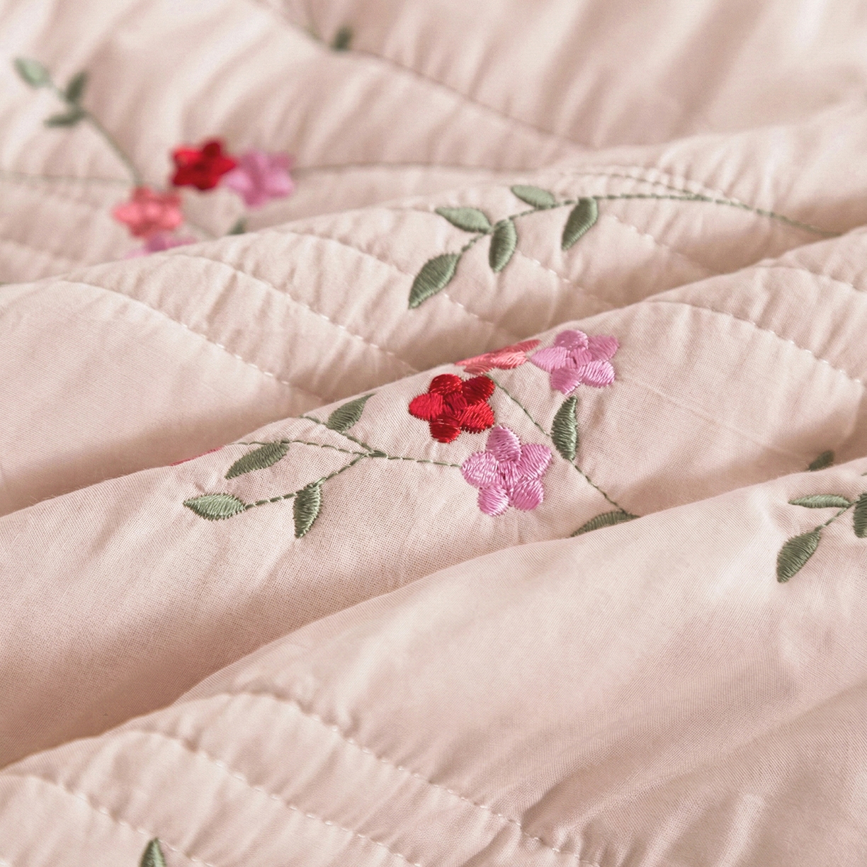 91家纺网 家纺一手货源 找家纺 上喜 2026新款韩国细纱棉床盖三件套多功能夏被四件套 浅粉色