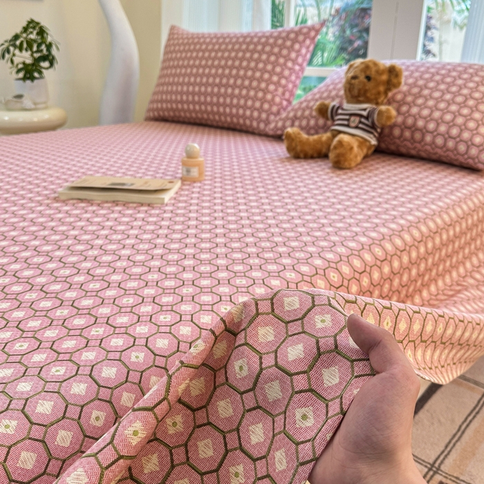 91家纺网 家纺一手货源 找家纺 红日子纺织品 2026新款老粗布纯棉床单单床单床单单件 荷叶-粉