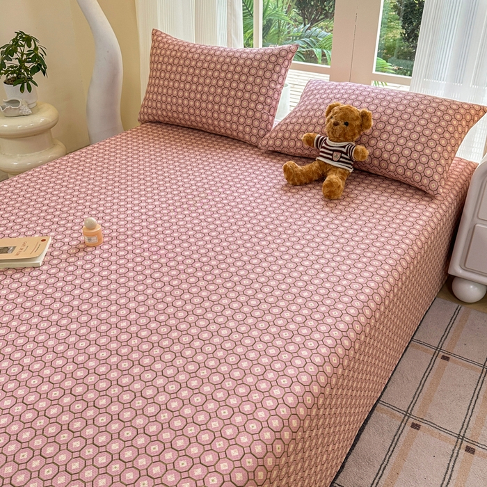 91家纺网 家纺一手货源 找家纺 红日子纺织品 2026新款老粗布纯棉床单单床单床单单件 荷叶-粉