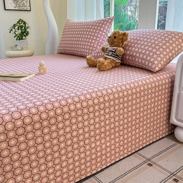 91家纺网 家纺一手货源 找家纺 红日子纺织品 2026新款老粗布纯棉床单单床单床单单件 荷叶-粉