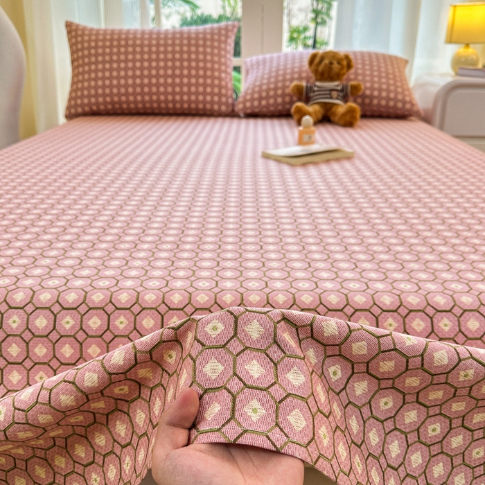 91家纺网 家纺一手货源 找家纺 红日子纺织品 2026新款老粗布纯棉床单单床单床单单件 荷叶-粉