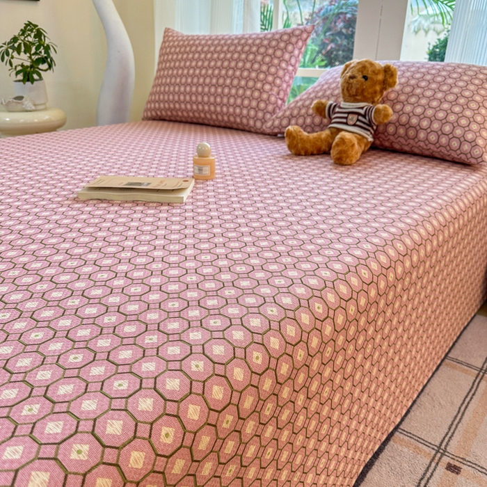 91家纺网 家纺一手货源 找家纺 红日子纺织品 2026新款老粗布纯棉床单单床单床单单件 荷叶-粉