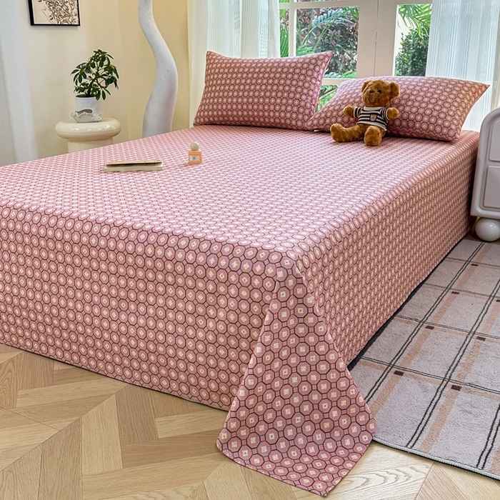 91家纺网 家纺一手货源 找家纺 红日子纺织品 2026新款老粗布纯棉床单单床单床单单件 荷叶-粉