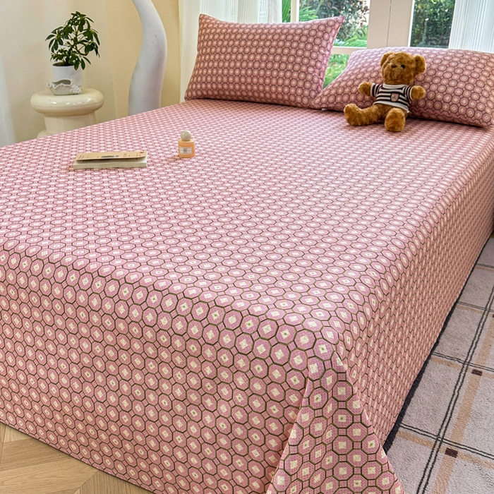 91家纺网 家纺一手货源 找家纺 红日子纺织品 2026新款老粗布纯棉床单单床单床单单件 荷叶-粉