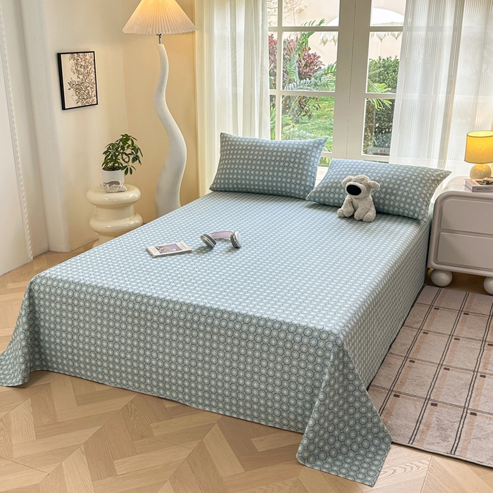 91家纺网 家纺一手货源 找家纺 红日子纺织品 2026新款老粗布纯棉床单单床单床单单件 荷叶-绿