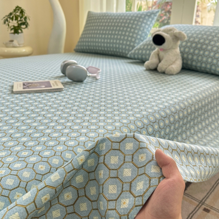 91家纺网 家纺一手货源 找家纺 红日子纺织品 2026新款老粗布纯棉床单单床单床单单件 荷叶-绿