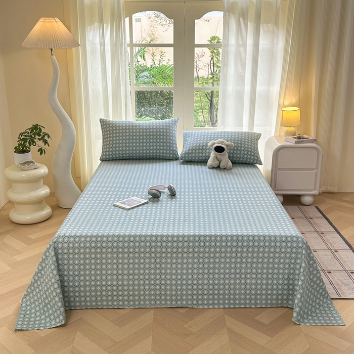 91家纺网 家纺一手货源 找家纺 红日子纺织品 2026新款老粗布纯棉床单单床单床单单件 荷叶-绿