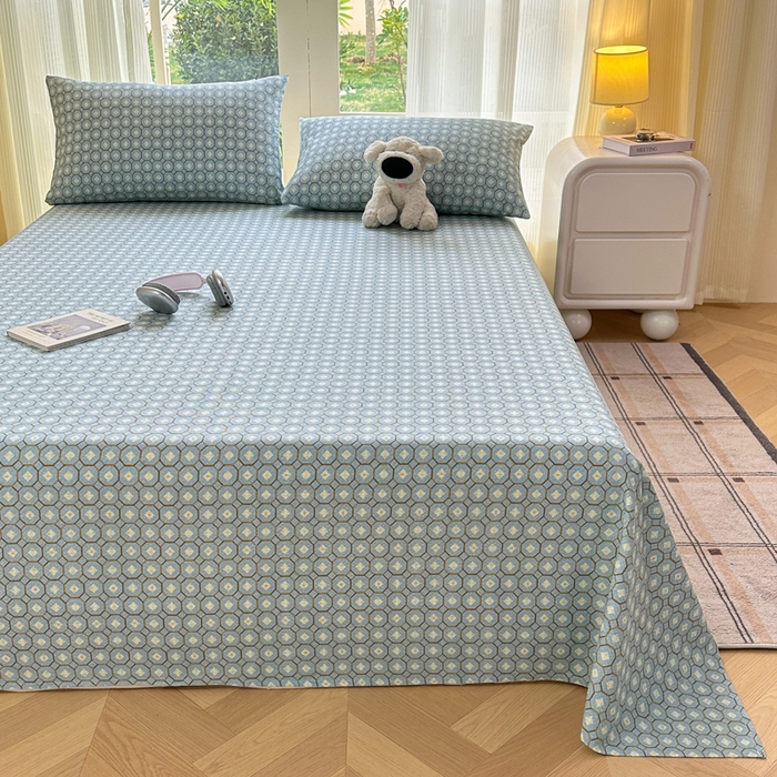 91家纺网 家纺一手货源 找家纺 红日子纺织品 2026新款老粗布纯棉床单单床单床单单件 荷叶-绿