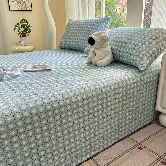 91家纺网 家纺一手货源 找家纺 红日子纺织品 2026新款老粗布纯棉床单单床单床单单件 荷叶-绿