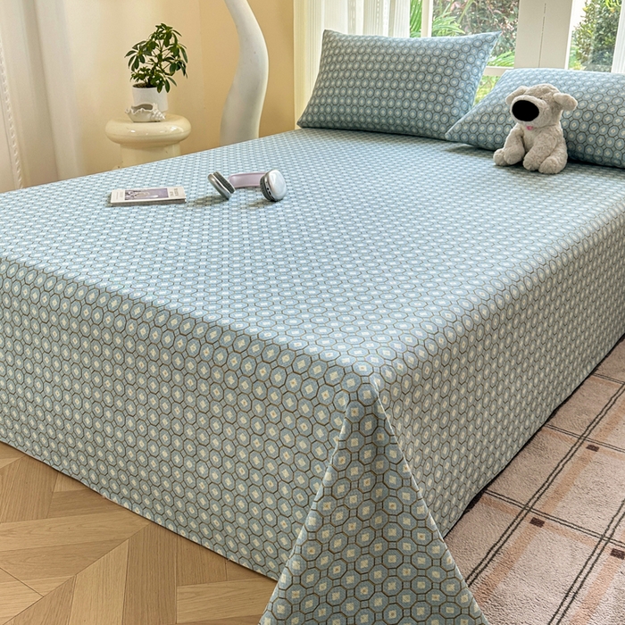 91家纺网 家纺一手货源 找家纺 红日子纺织品 2026新款老粗布纯棉床单单床单床单单件 荷叶-绿